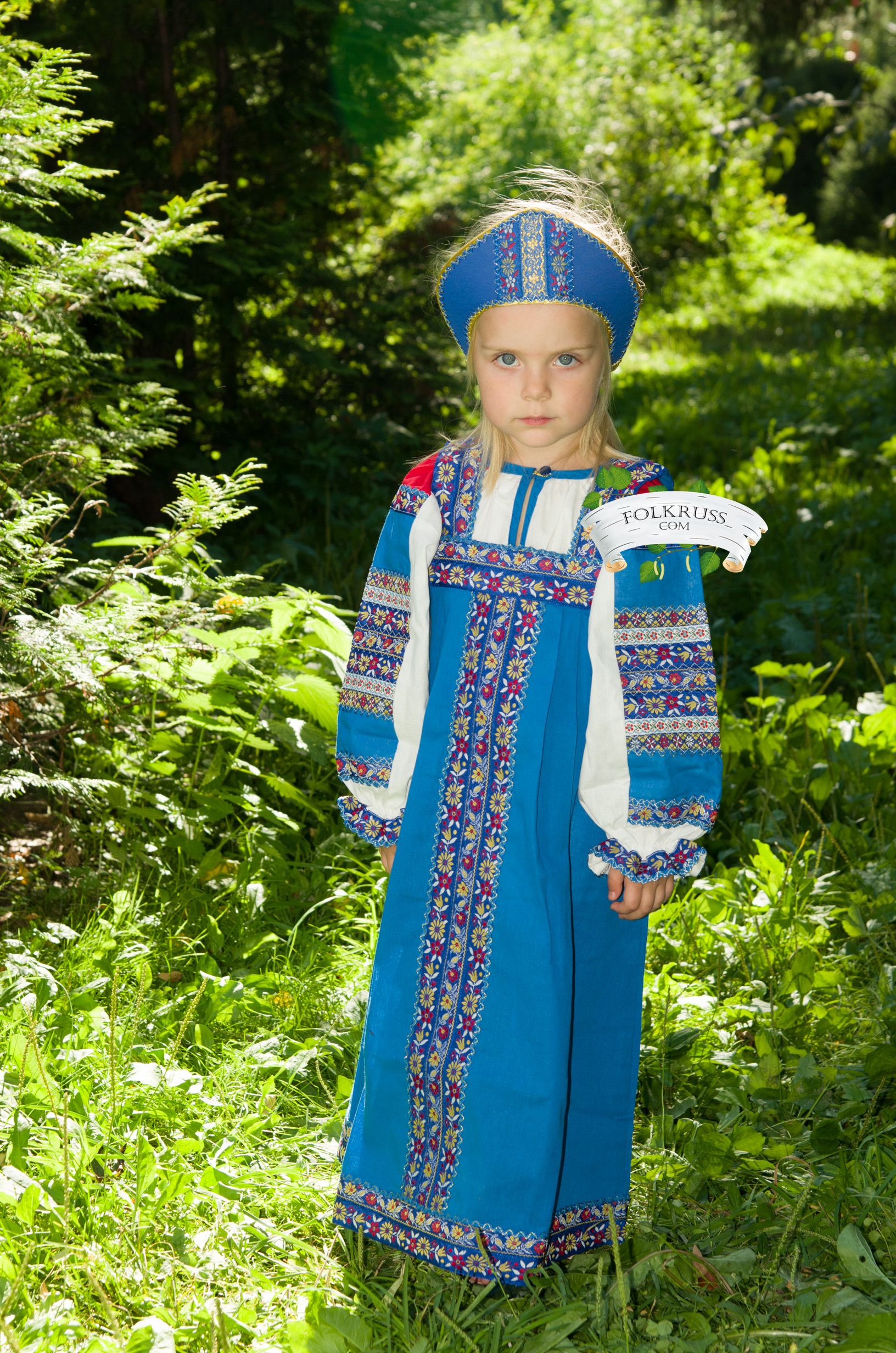 kokoshnik_cotton_blue – Folk Russian clothing store | Folkruss.com