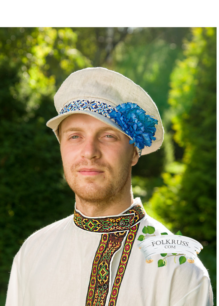 Russian traditional linen cap Kartuz - Folk Russian clothing store ...