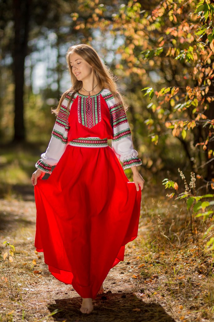 Traditional russian linen sarafan “Daria” – Folk Russian clothing store ...