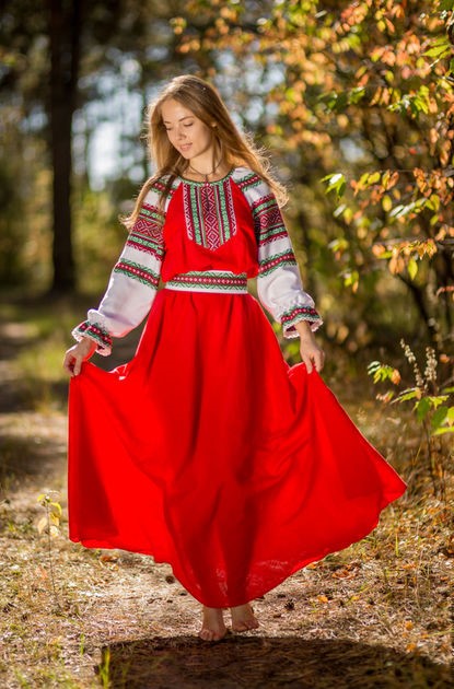 Traditional Russian Linen Sarafan “daria” Folk Russian Clothing Store