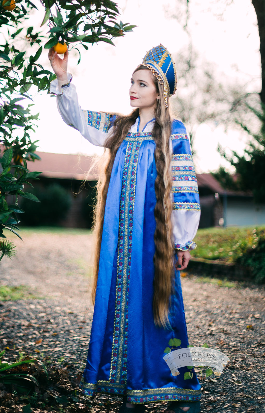 Silk dress Vasilisa for woman – Folk Russian clothing store | Folkruss.com