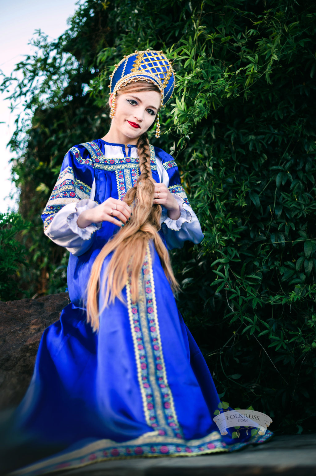 Silk Dress Vasilisa For Woman – Folk Russian Clothing Store