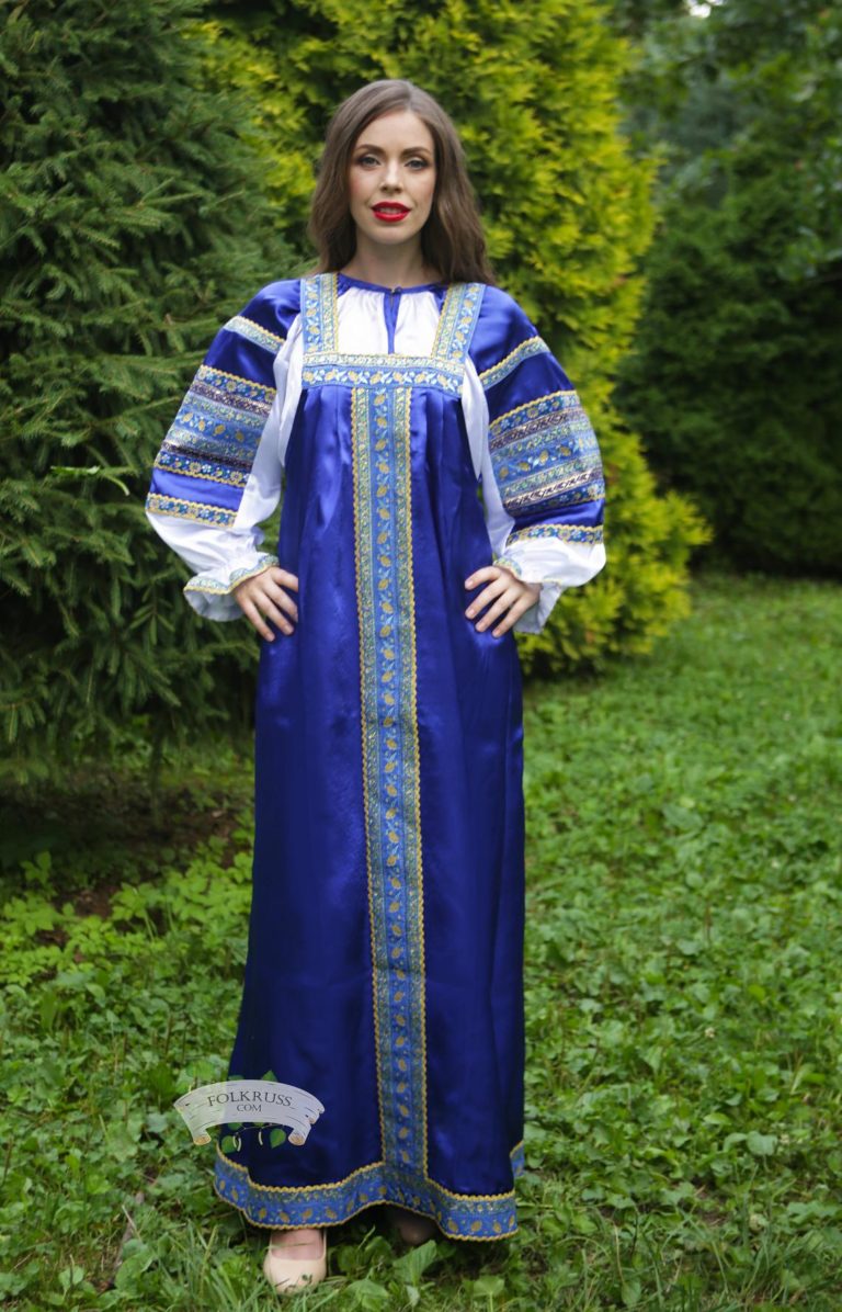 Silk Dress Vasilisa For Woman – Folk Russian Clothing Store