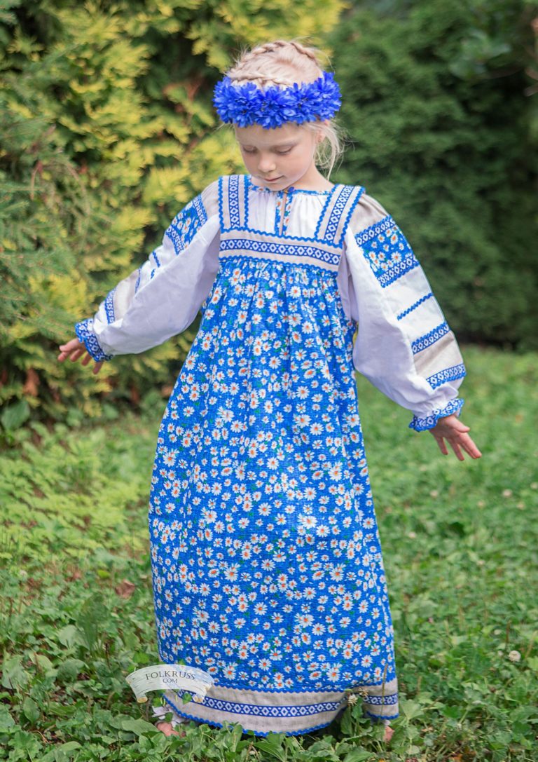 Flowered Russian Traditional Slavic Dress Mashenka For Girls Folk Russian Clothing Store