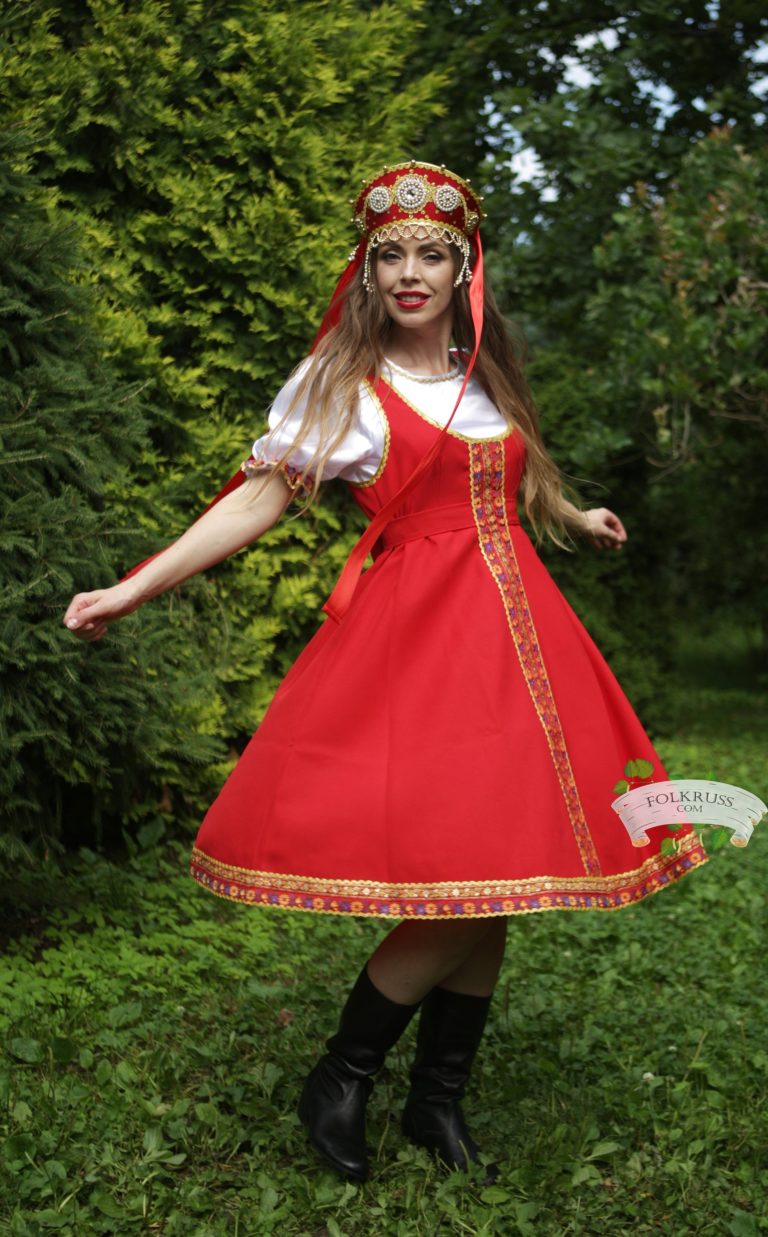 Playful traditional Russian dress for woman “Elena” - Folk Russian ...