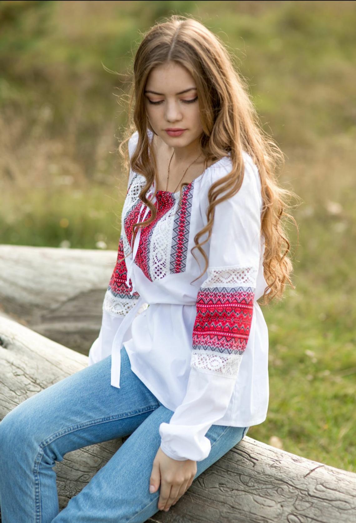 Traditional Russian blouse “Fireflower” - Folk Russian clothing store ...